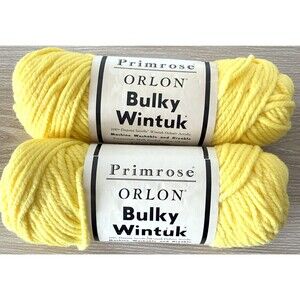 2 x Primrose Orlon Bulky Wintuk Yarn - Lemon - Vintage 4 oz Skeins!